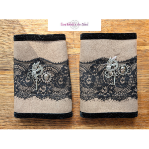 Manchettes marron steampunk rouages