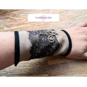 Manchettes marron steampunk rouages – Image 2